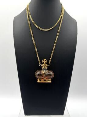 Vintage Prince Matchabelli-Wind Song Mini Crown Perfume Bottle Pendant/Necklace